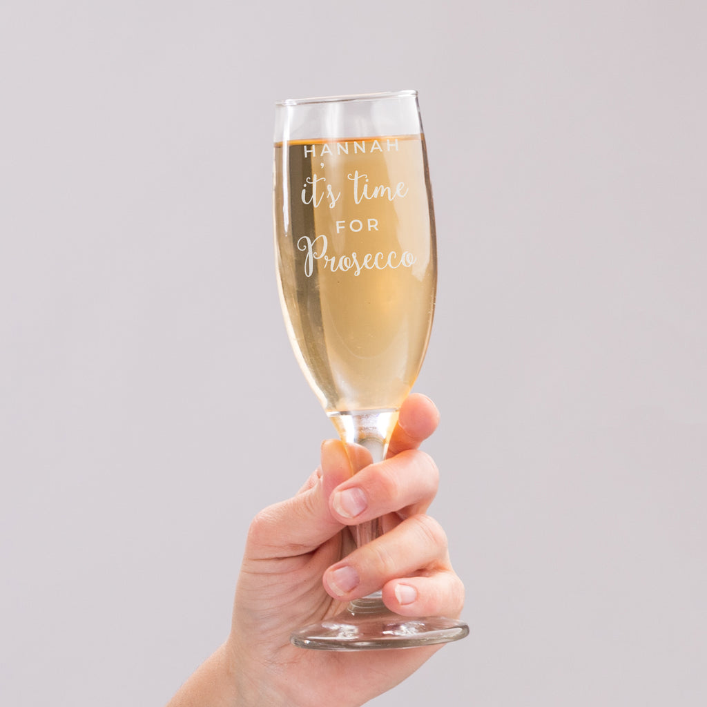 Personalised 'It's Time for Prosecco' Flute - Buy Glasses & Barware at GiftMasters.co.uk