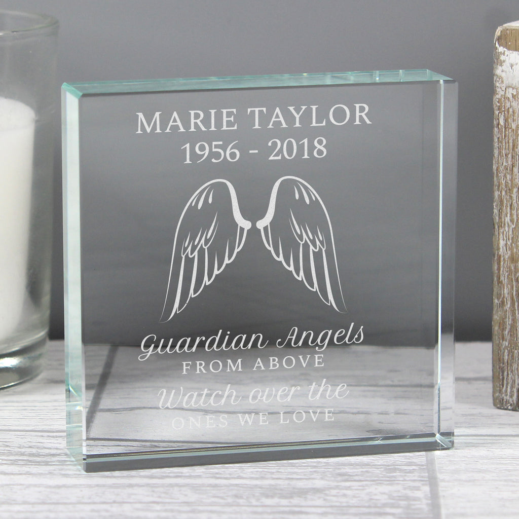 Personalised Guardian Angel Wings Crystal Token - Buy Ornaments at GiftMasters.co.uk
