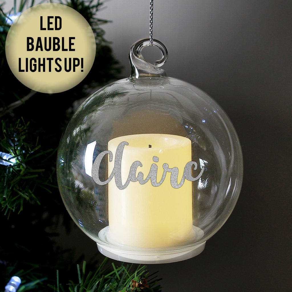 Personalised Christmas LED Candle Bauble - Buy Memorials at GiftMasters.co.uk