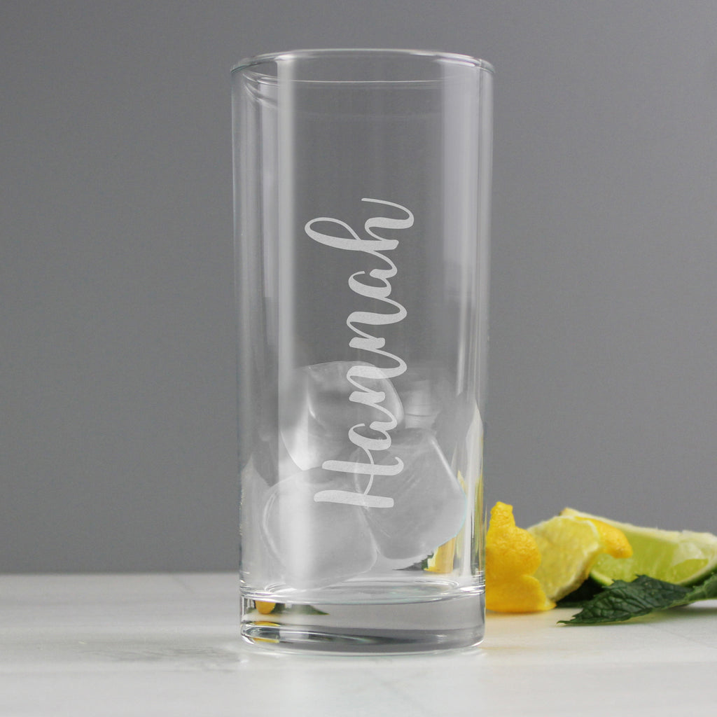 Personalised Name Only Engraved Hi Ball Glass - Buy Glasses & Barware at GiftMasters.co.uk