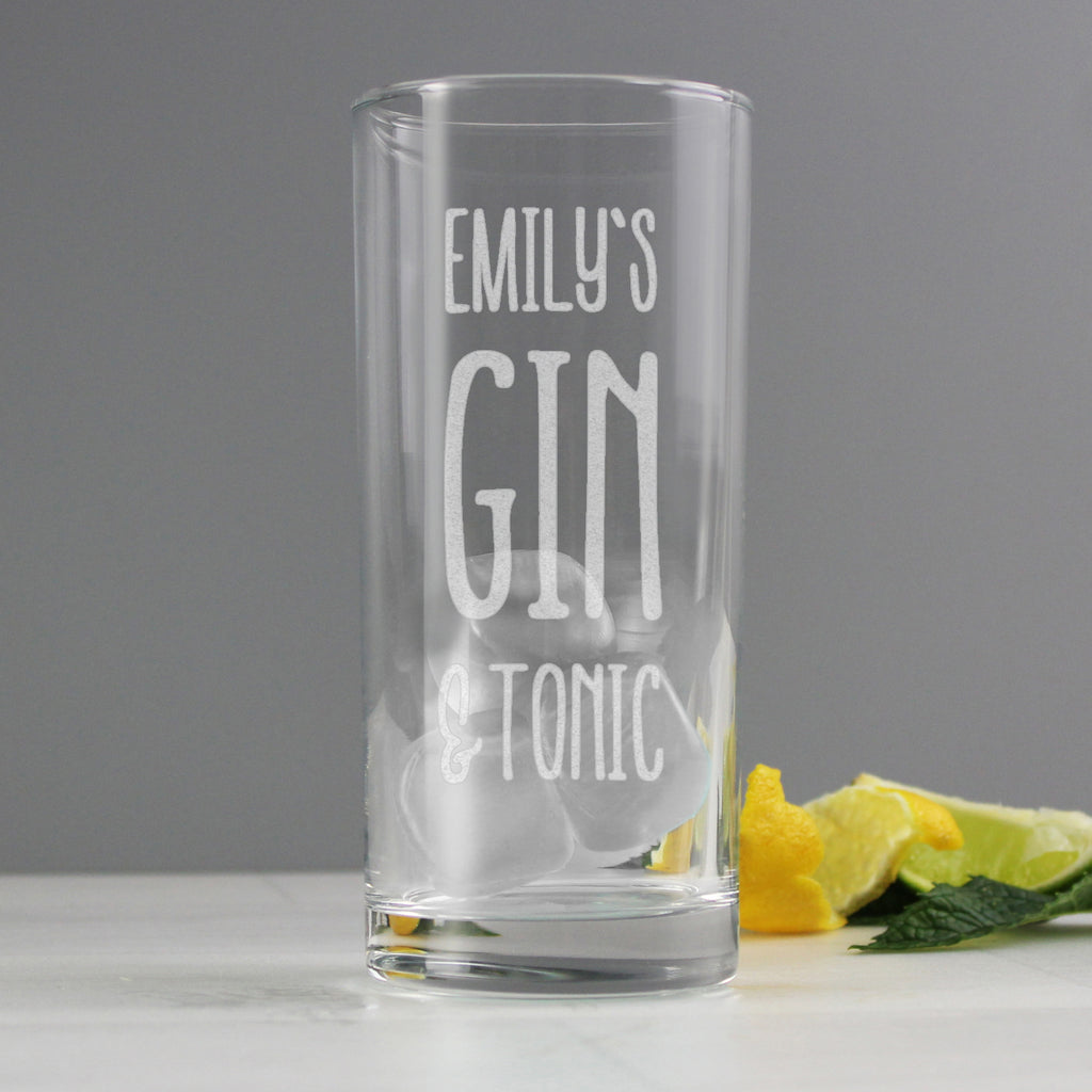 Personalised Gin & Tonic Hi Ball Glass - Buy Glasses & Barware at GiftMasters.co.uk