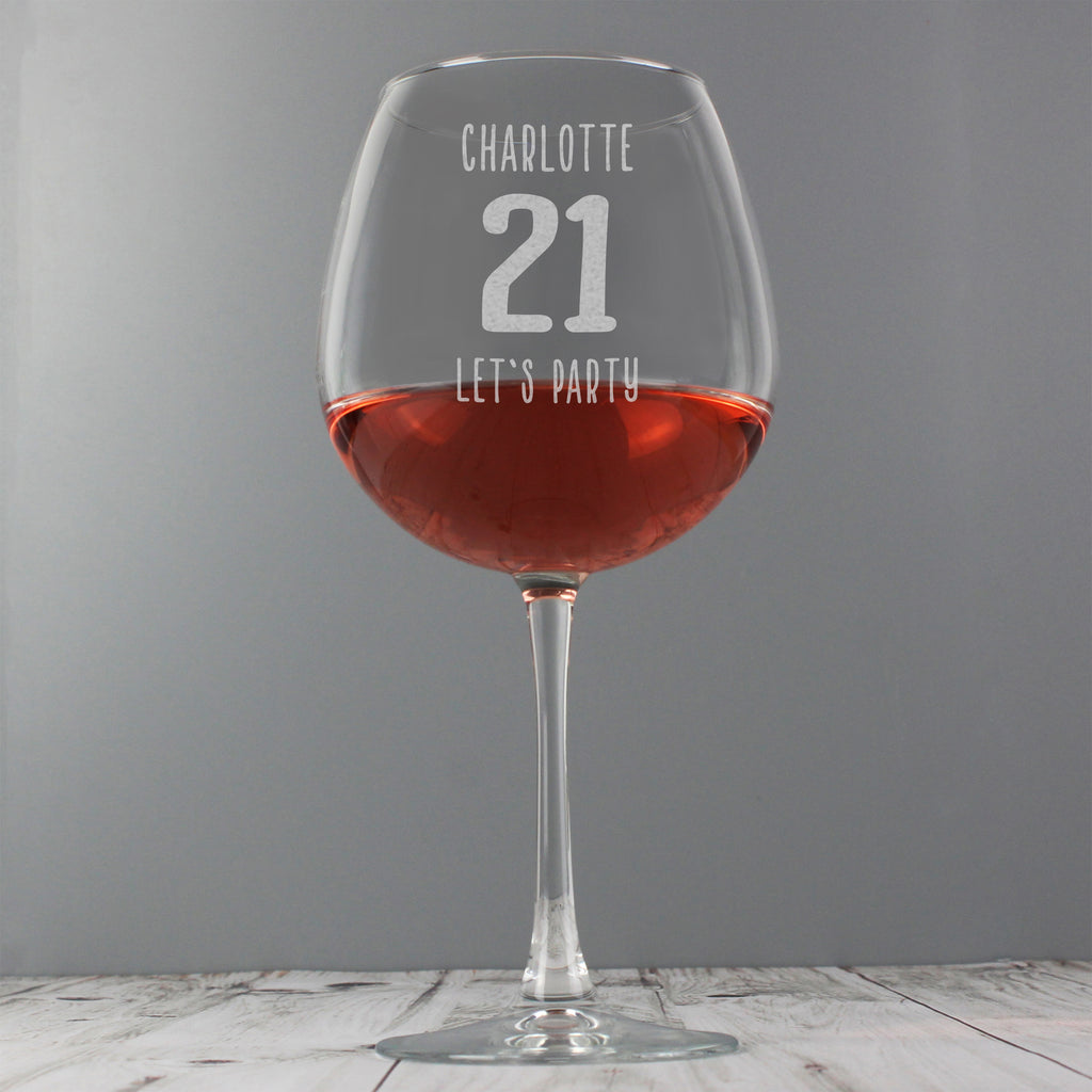 Personalised Big Age Bottle of Wine Glass - Buy Glasses & Barware at GiftMasters.co.uk