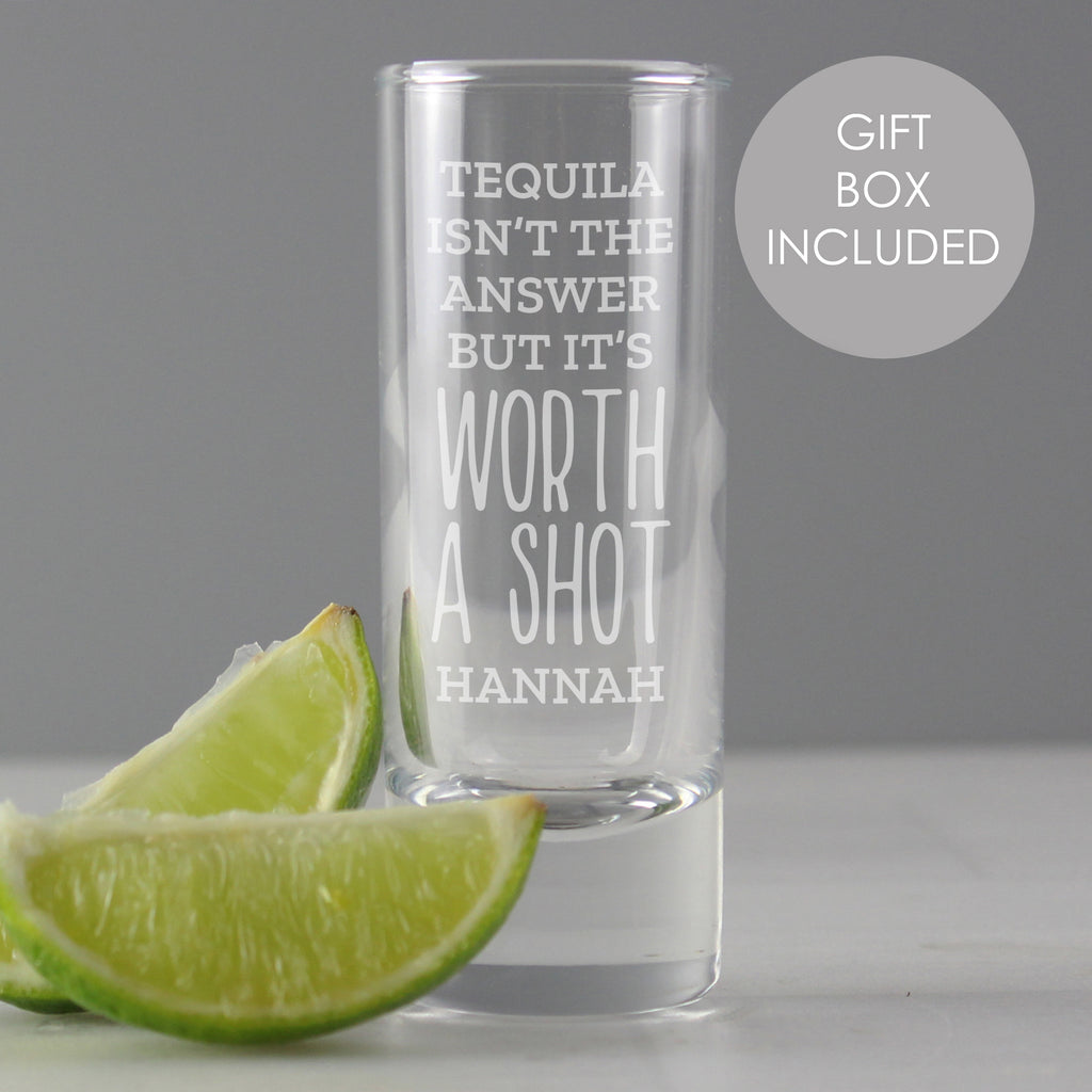 Personalised 'Worth A Shot' Shot Glass - Buy Glasses & Barware at GiftMasters.co.uk