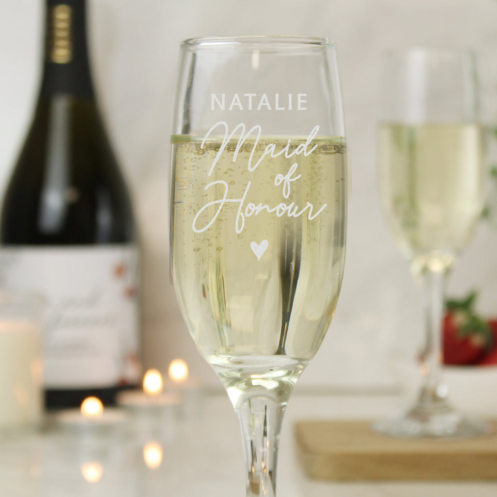 Personalised Maid of Honour Flute Glass - Buy Glasses & Barware at GiftMasters.co.uk