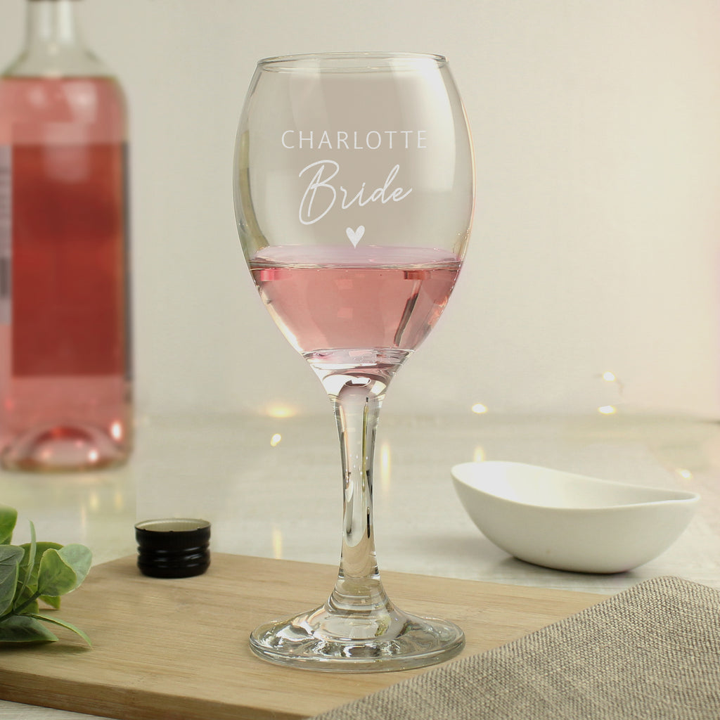 Personalised Bride Wine Glass - Buy Glasses & Barware at GiftMasters.co.uk