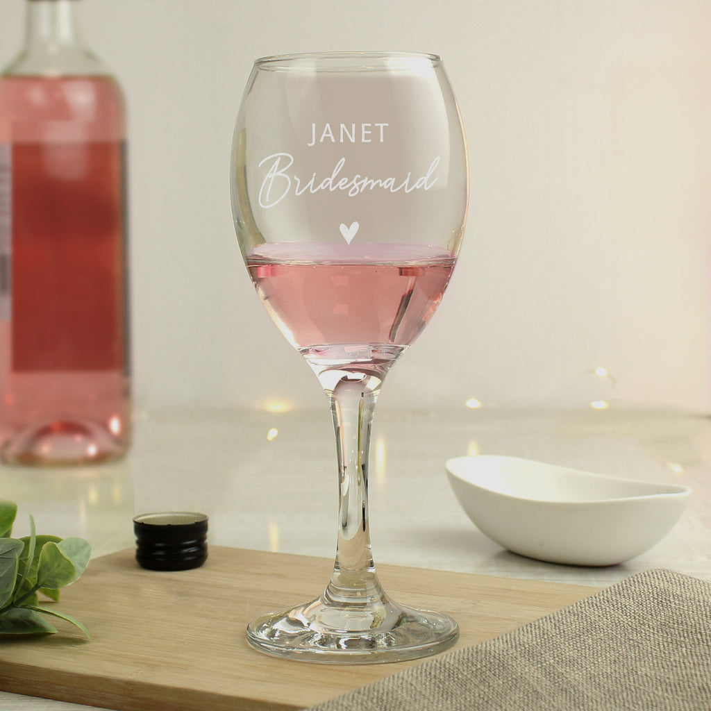 Personalised Bridesmaid Wine Glass - Buy Glasses & Barware at GiftMasters.co.uk