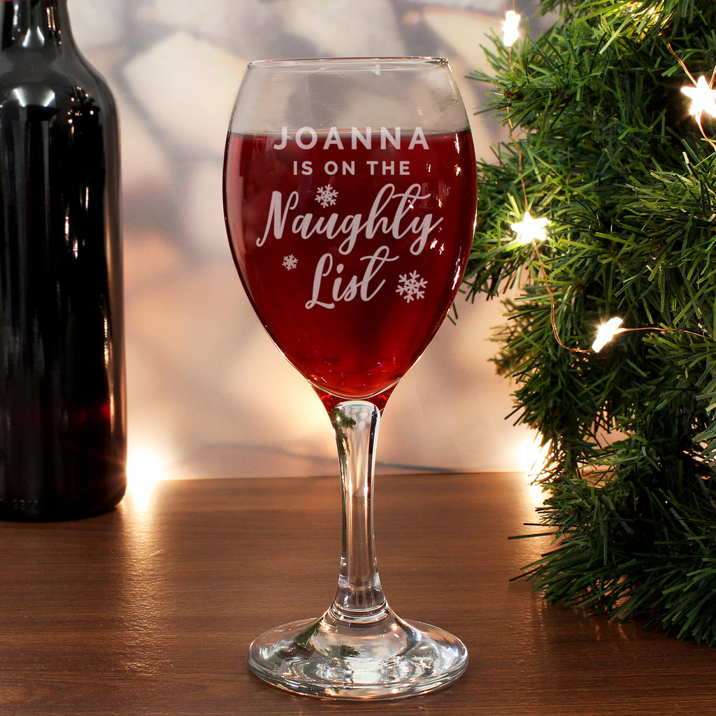Personalised I'm On The Naughty List Wine Glass - Buy Glasses & Barware at GiftMasters.co.uk