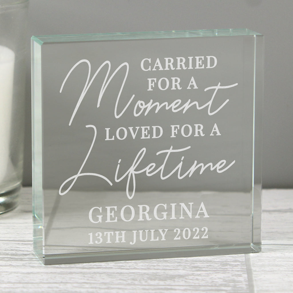 Personalised Carried for a Moment Crystal Token - Buy Memorials at GiftMasters.co.uk