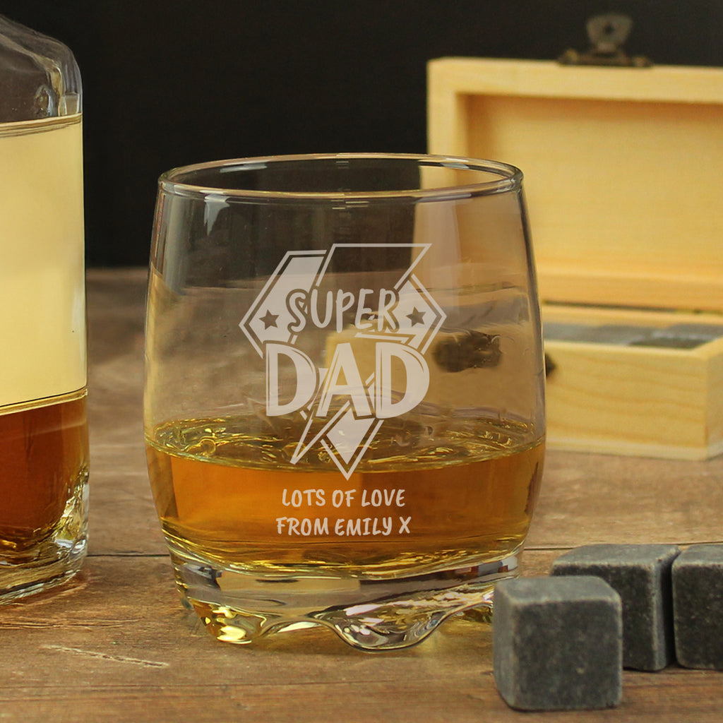 Personalised Super Dad Tumbler Glass - Buy Glasses & Barware at GiftMasters.co.uk