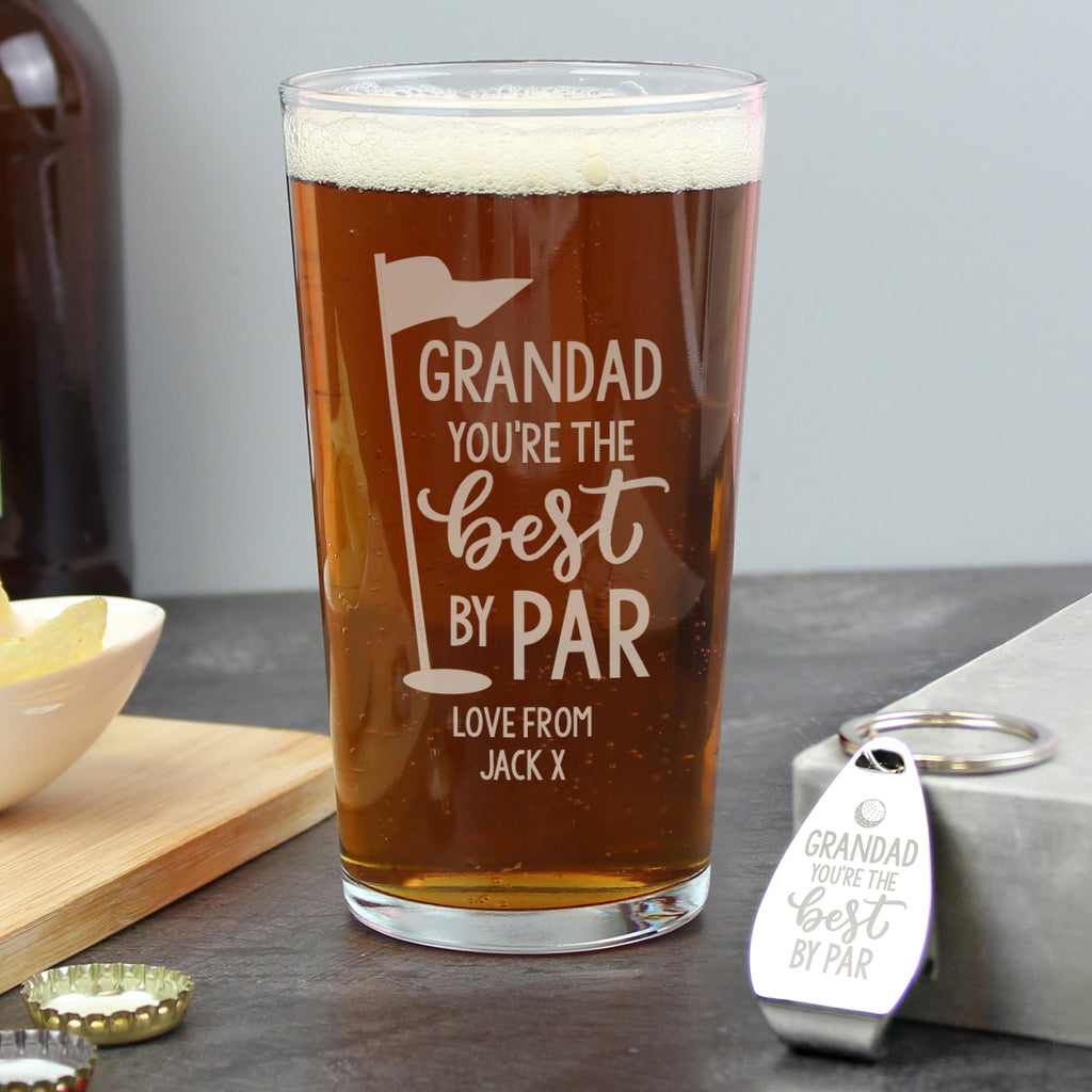 Personalised By Par Pint Glass & Bottle Opener - Buy Glasses & Barware at GiftMasters.co.uk