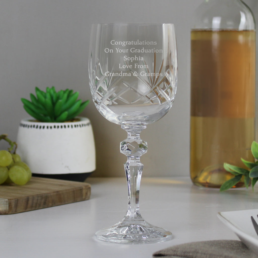 Personalised Cut Crystal Wine Glass - Buy Glasses & Barware at GiftMasters.co.uk