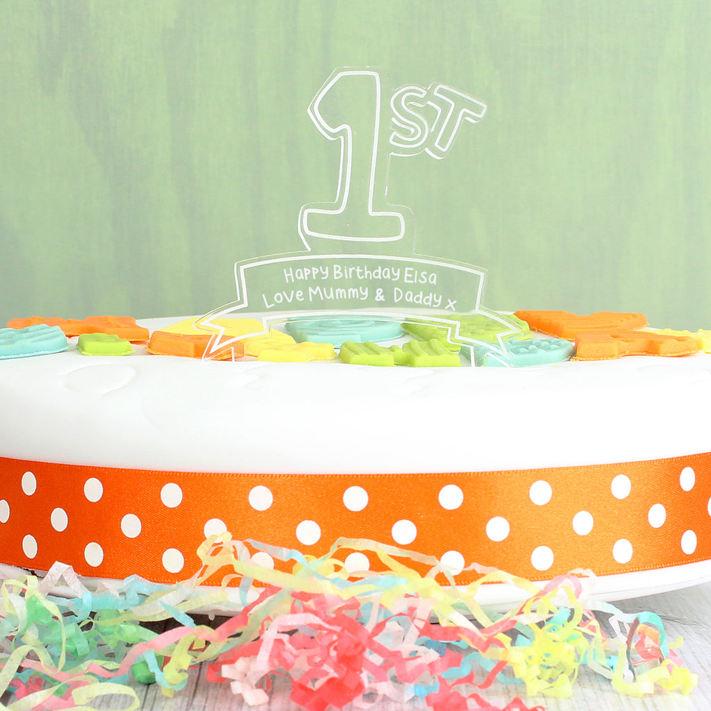 Personalised Acrylic '1st' Celebration Cake Topper - Buy Kitchen, Baking & Dining Gifts at GiftMasters.co.uk