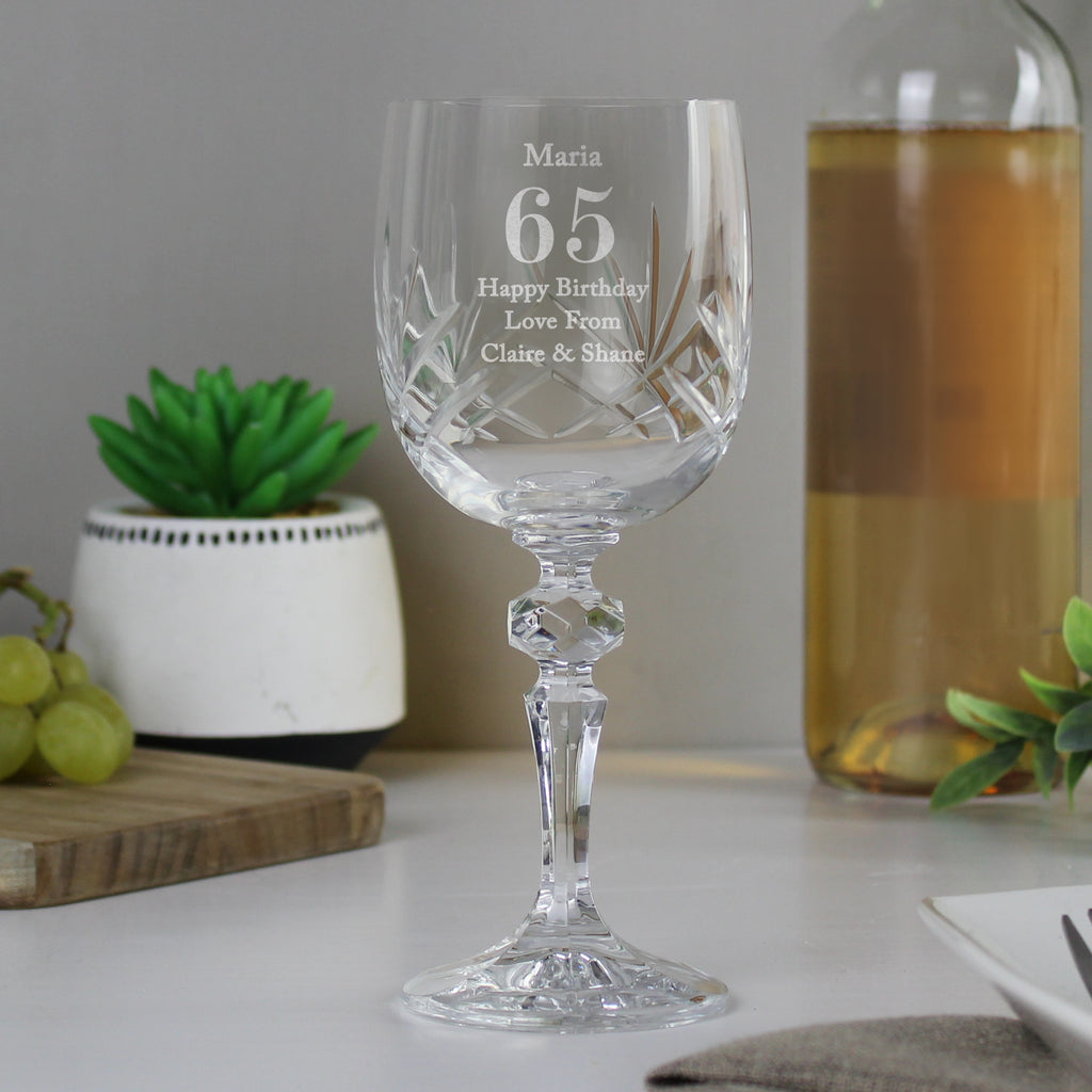 Personalised Big Age Cut Crystal Wine Glass - Buy Glasses & Barware at GiftMasters.co.uk