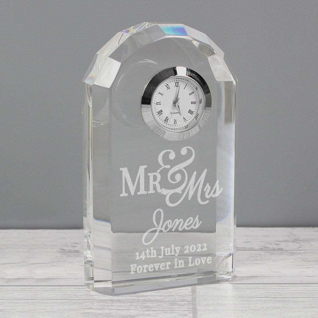 Personalised Mr & Mrs Crystal Clock - Buy Clocks & Watches at GiftMasters.co.uk
