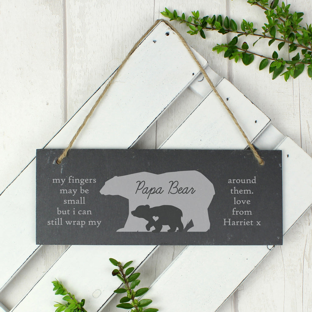 Personalised Bear Slate Door Plaque - Buy Hanging Decorations & Signs at GiftMasters.co.uk