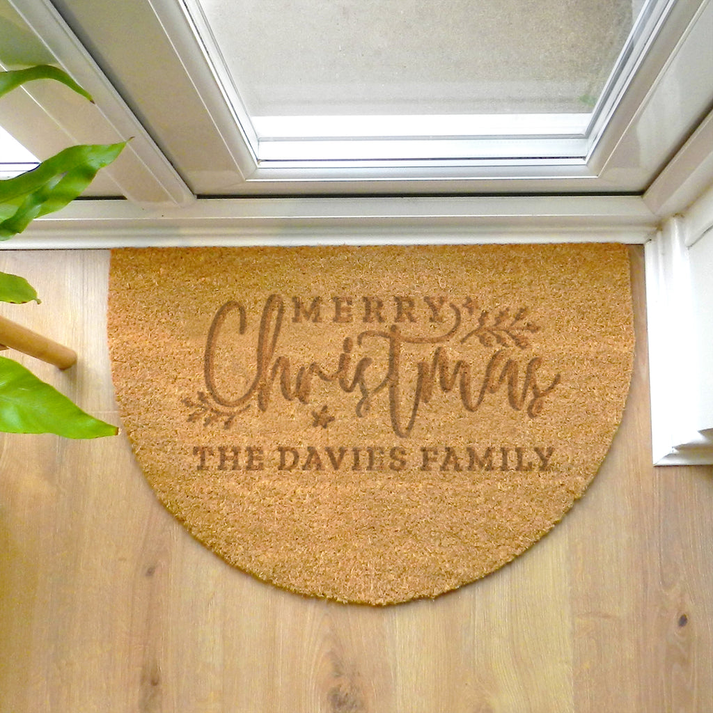 Personalised Christmas Half Moon Indoor Doormat - Buy Doormats at GiftMasters.co.uk