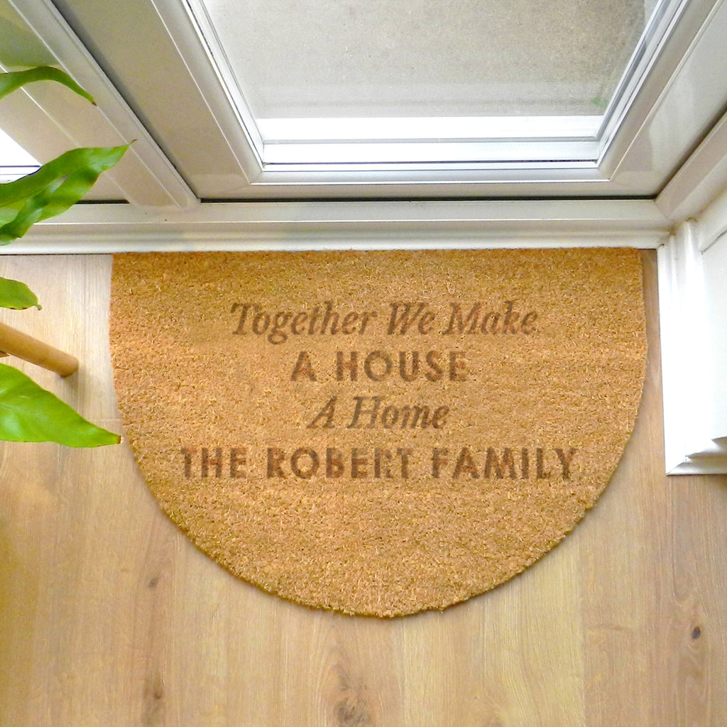 Personalised Free Text Half Moon Indoor Doormat - Buy Doormats at GiftMasters.co.uk