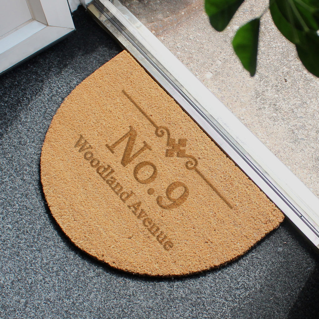 Personalised Ornate Half Moon Indoor Doormat - Buy Doormats at GiftMasters.co.uk
