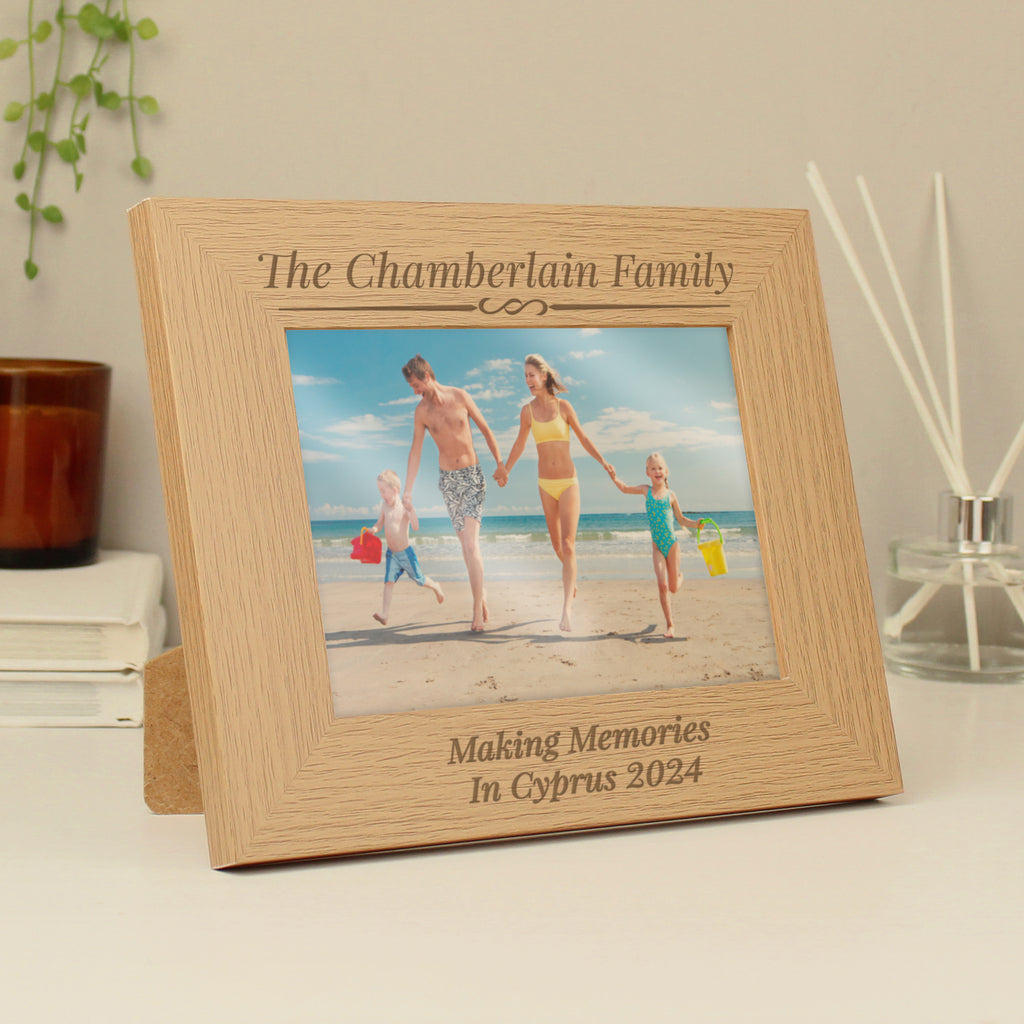 Personalised Formal 5x7 Landscape Oak Finish Photo Frame - Buy Photo Frames, Albums and Guestbooks at GiftMasters.co.uk