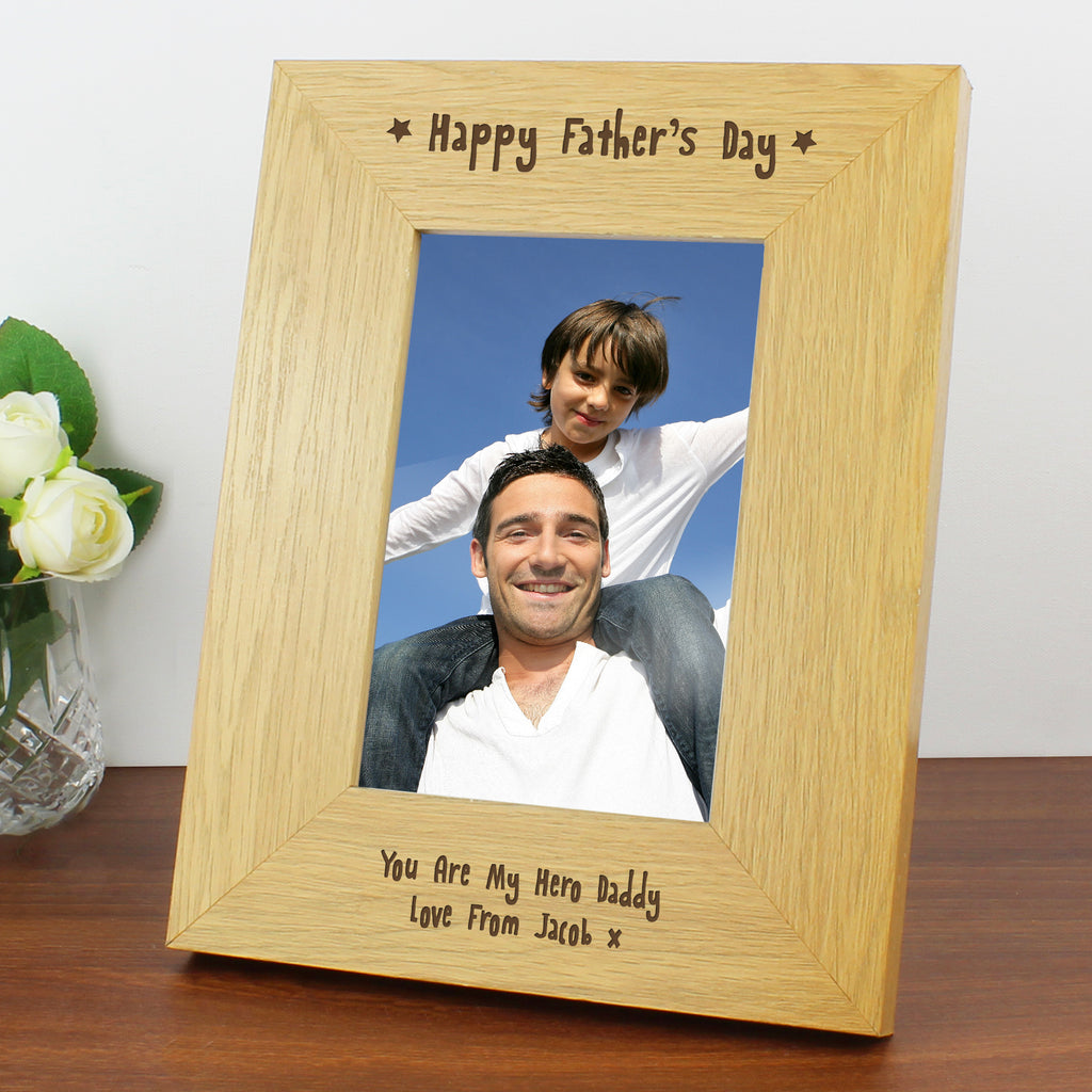 Personalised Oak Finish 6x4 Happy Fathers Day Photo Frame - Buy Photo Frames, Albums and Guestbooks at GiftMasters.co.uk