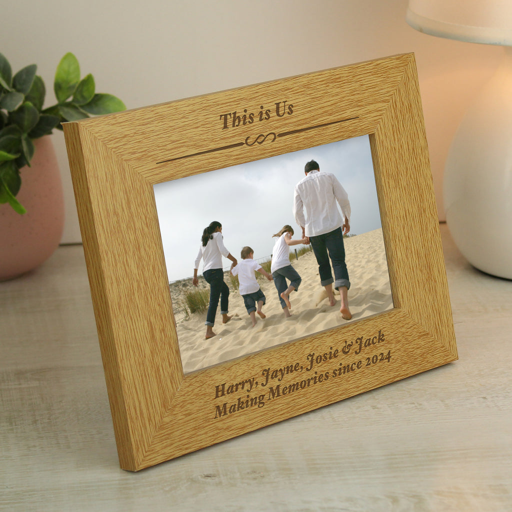 Personalised Formal 6x4 Landscape Oak Finish Photo Frame - Buy Photo Frames, Albums and Guestbooks at GiftMasters.co.uk