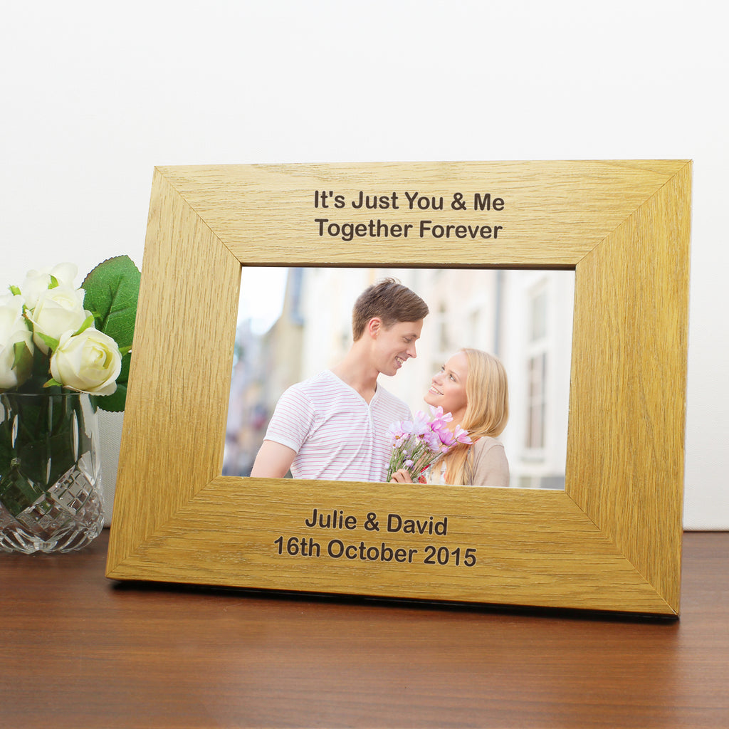 Personalised Long Message 6x4 Landscape Oak Finish Photo Frame - Buy Photo Frames, Albums and Guestbooks at GiftMasters.co.uk