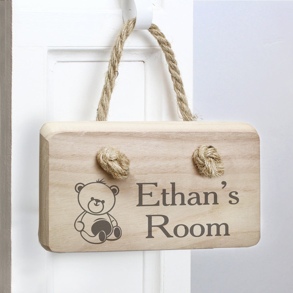 Personalised Teddy Wooden Sign - Buy Hanging Decorations & Signs at GiftMasters.co.uk
