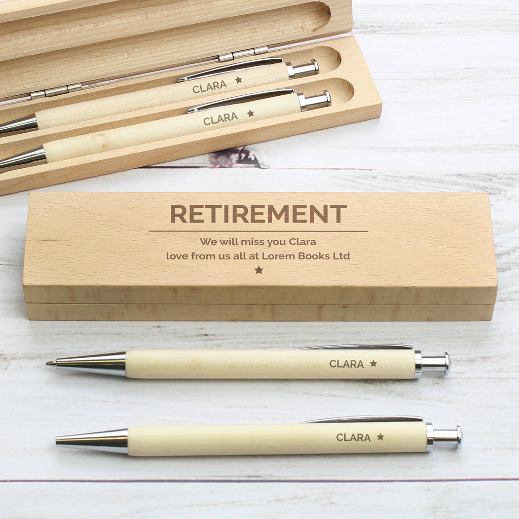 Personalised Classic Wooden Pen & Pencil Box Set - Buy Stationery & Pens at GiftMasters.co.uk