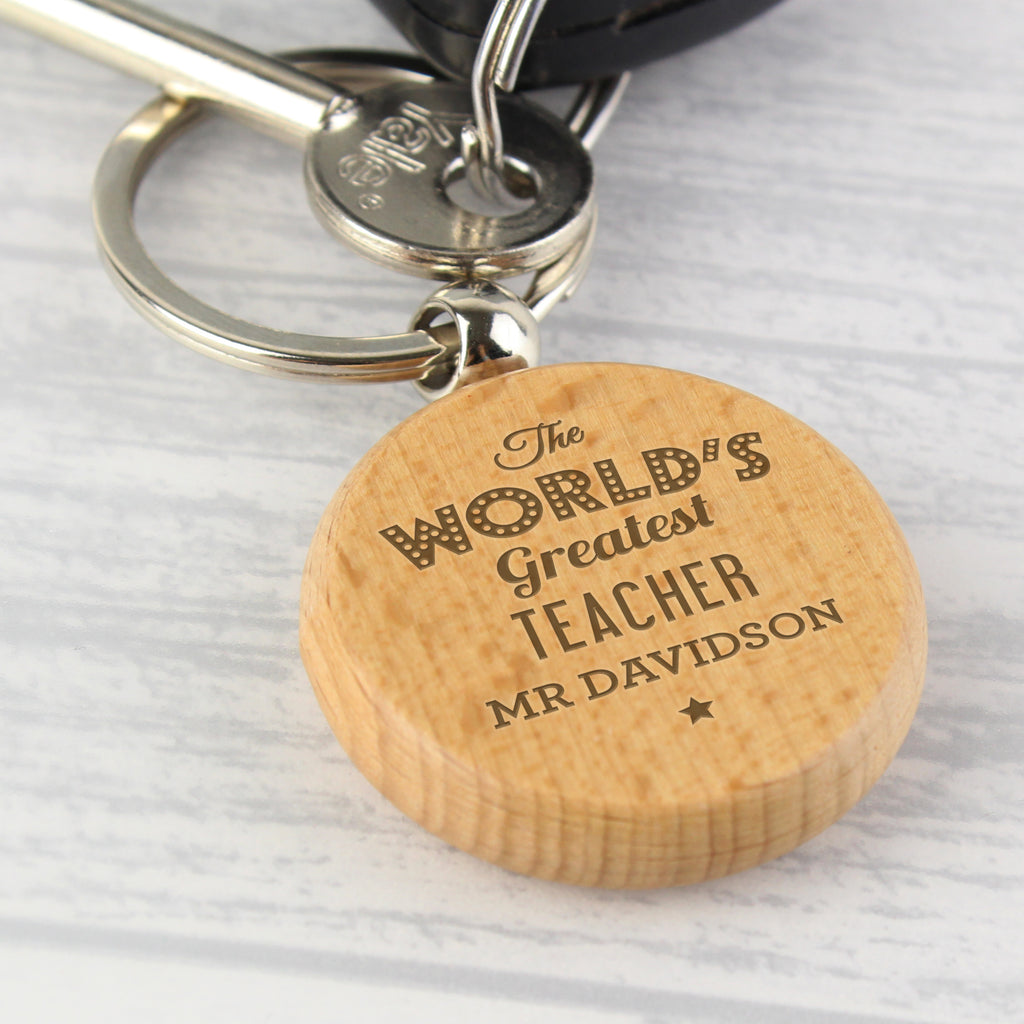Personalised 'The World's Greatest' Wooden Keyring - Buy Keepsakes at GiftMasters.co.uk