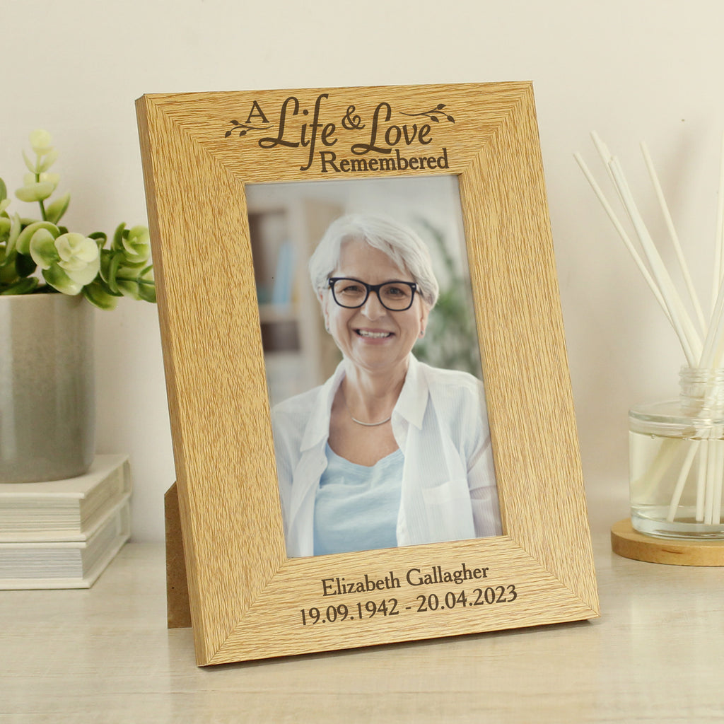 Personalised Life & Love 6x4 Oak Finish Photo Frame - Buy Photo Frames, Albums and Guestbooks at GiftMasters.co.uk