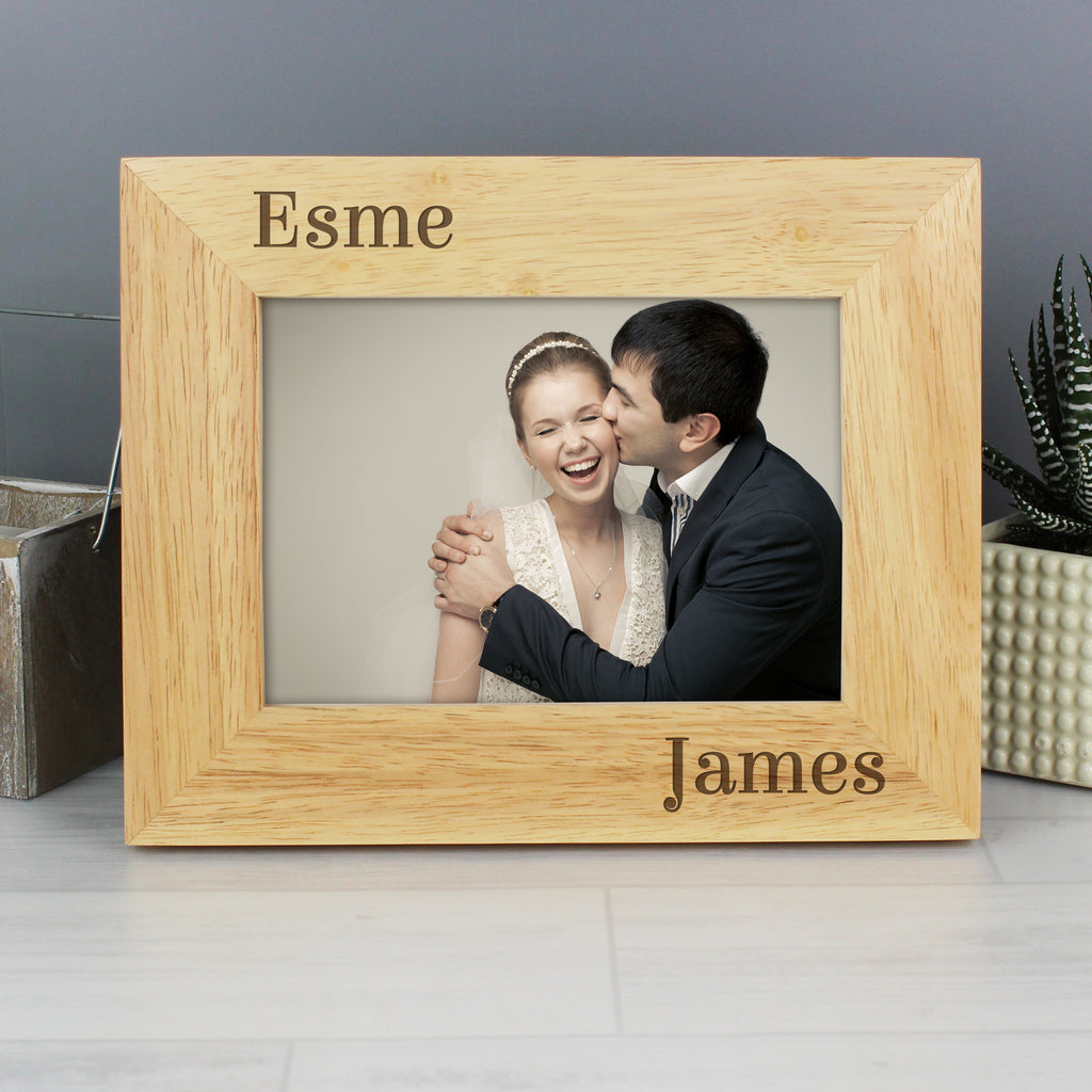 Personalised Couples 6x4 Oak Finish Photo Frame - Buy Photo Frames, Albums and Guestbooks at GiftMasters.co.uk