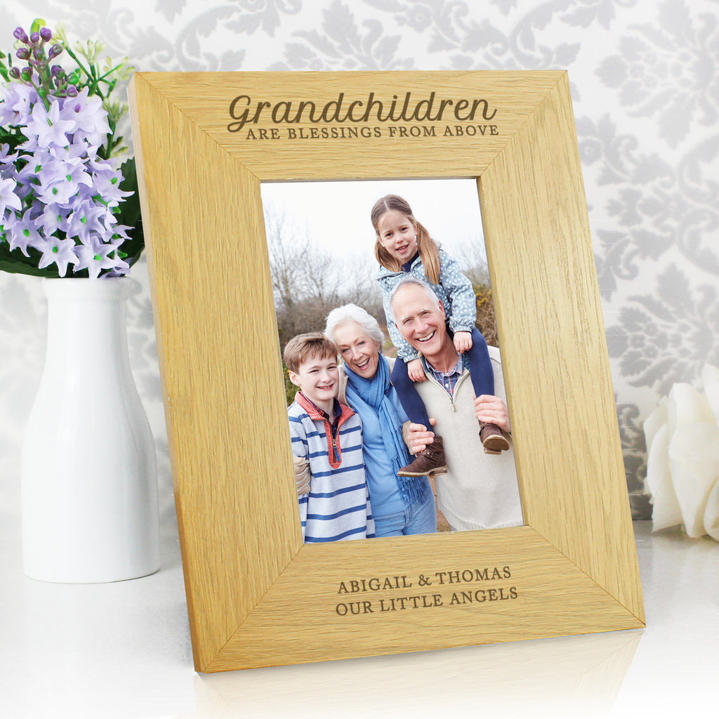 Personalised Grandchildren Are A Blessing 6x4 Oak Finish Photo Frame - Buy Photo Frames, Albums and Guestbooks at GiftMasters.co.uk