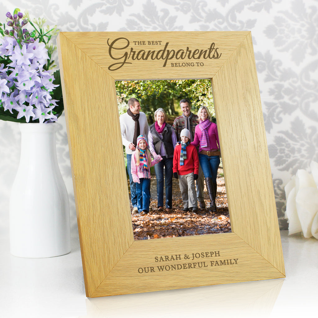 Personalised The Best Grandparents 6x4 Oak Finish Photo Frame - Buy Photo Frames, Albums and Guestbooks at GiftMasters.co.uk