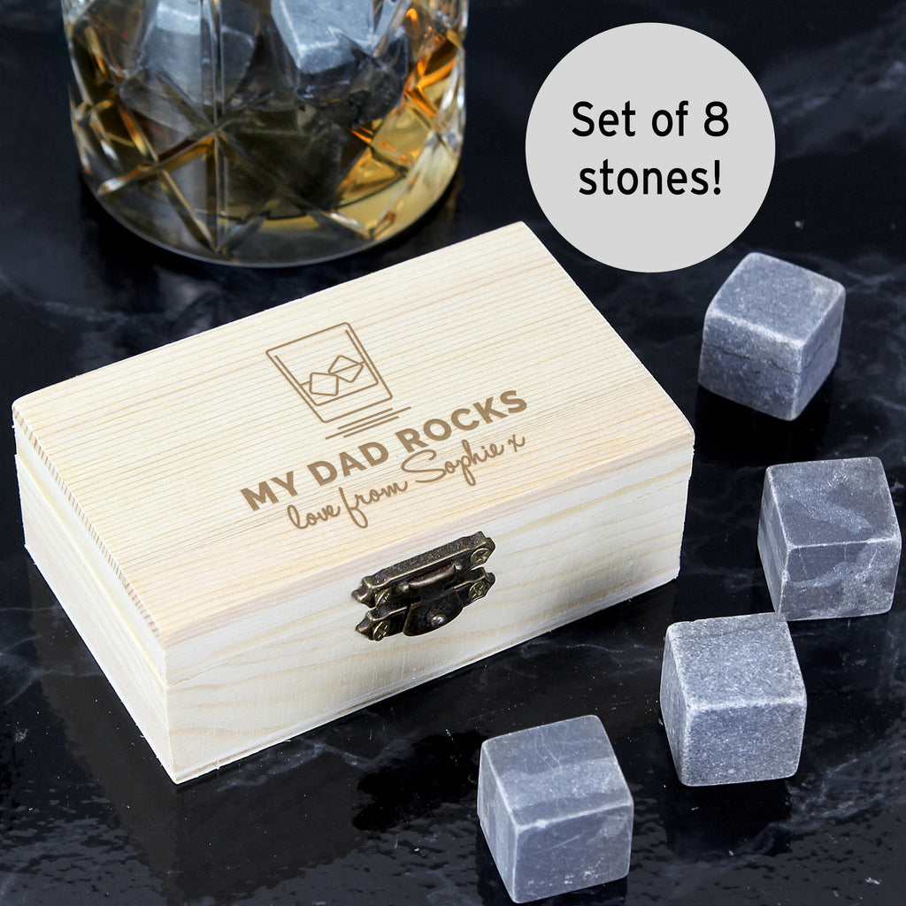 Personalised On The Rocks Cooling Stones - Buy Wooden at GiftMasters.co.uk