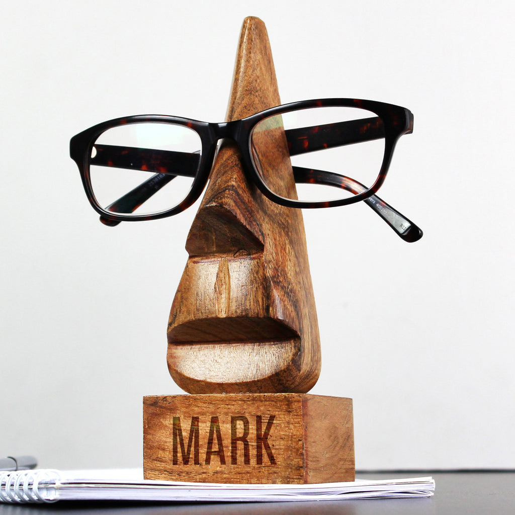 Personalised Wooden Nose-Shaped Glasses Holder - Buy Wooden at GiftMasters.co.uk