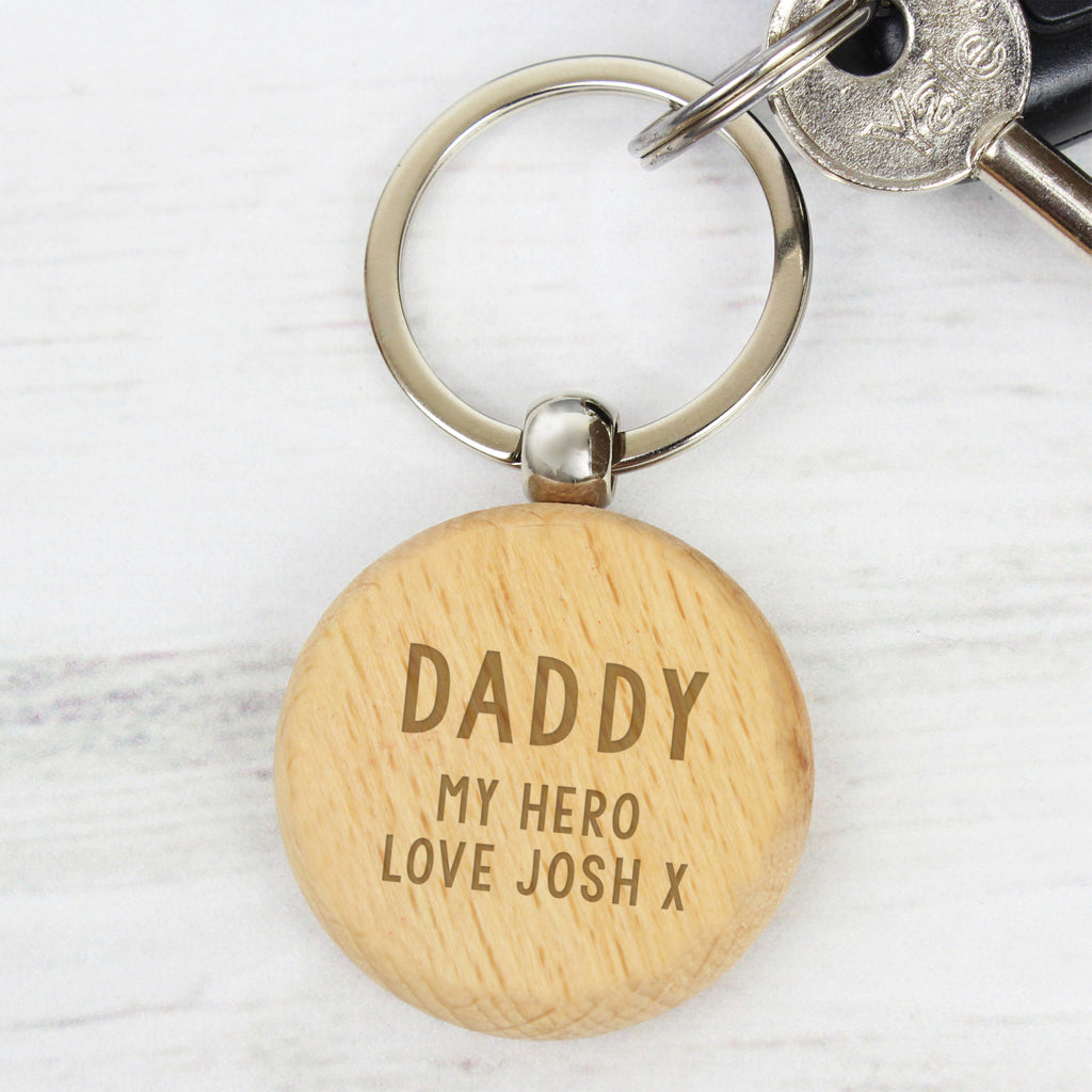 Personalised Free Text Wooden Keyring - Buy Keepsakes at GiftMasters.co.uk