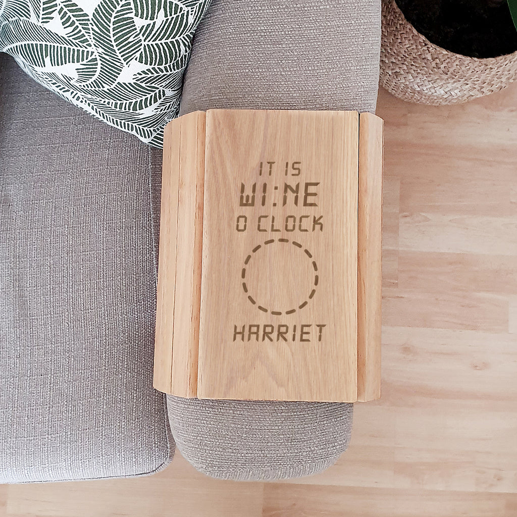 Personalised Its Wine O'Clock Wooden Sofa Tray - Buy Wooden at GiftMasters.co.uk