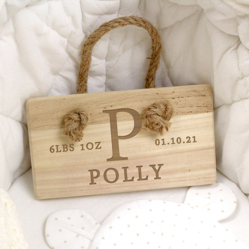 Personalised Initial Wooden Sign - Buy Hanging Decorations & Signs at GiftMasters.co.uk
