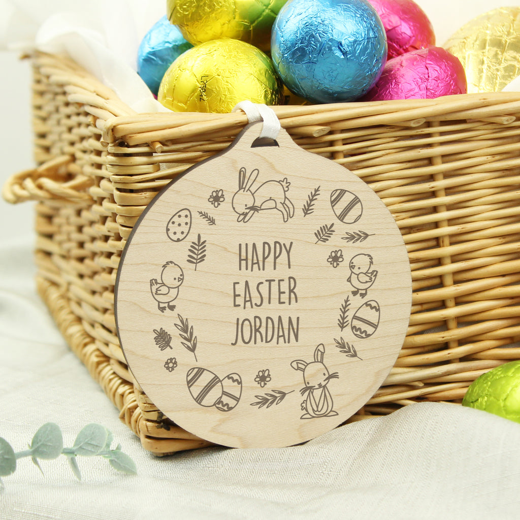 Personalised Happy Easter Wooden Decoration - Buy Hanging Decorations & Signs at GiftMasters.co.uk