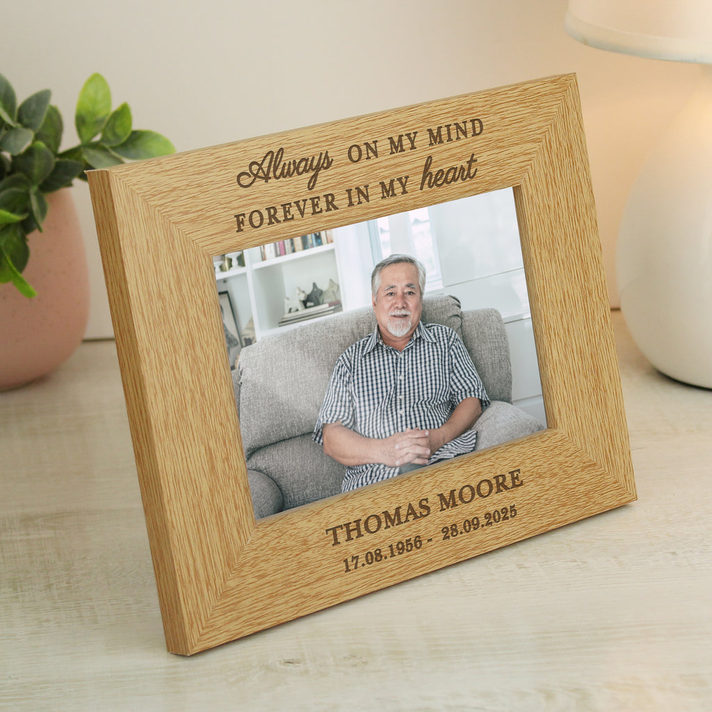 Personalised Memorial Always In My Heart 6x4 Wooden Photo Frame - Buy Photo Frames, Albums and Guestbooks at GiftMasters.co.uk