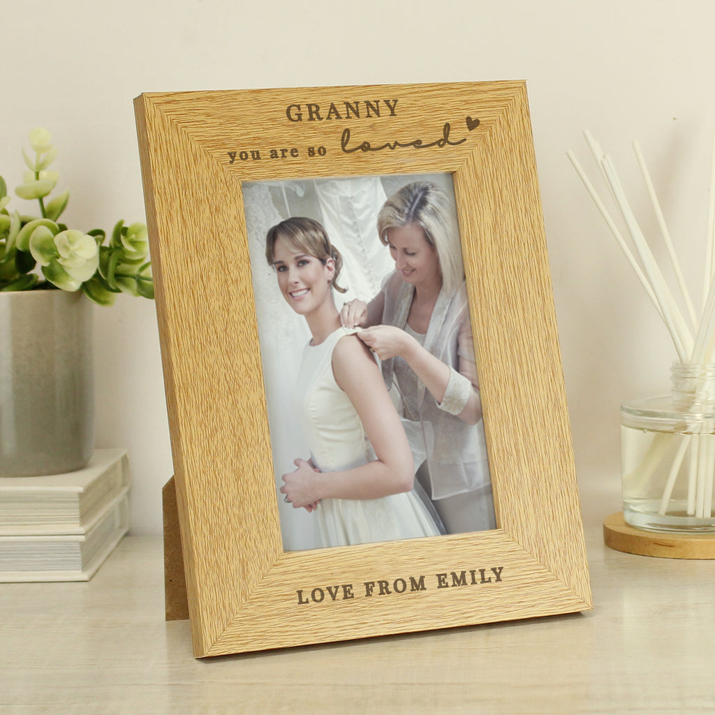 Personalised You Are So Loved 6x4 Oak Finish Photo Frame - Buy Photo Frames, Albums and Guestbooks at GiftMasters.co.uk