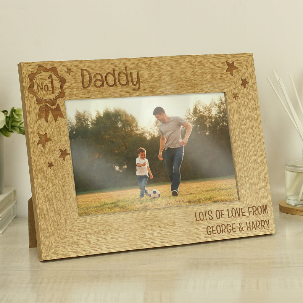 Personalised No.1 6x4 Landscape Wooden Photo Frame - Buy Photo Frames, Albums and Guestbooks at GiftMasters.co.uk