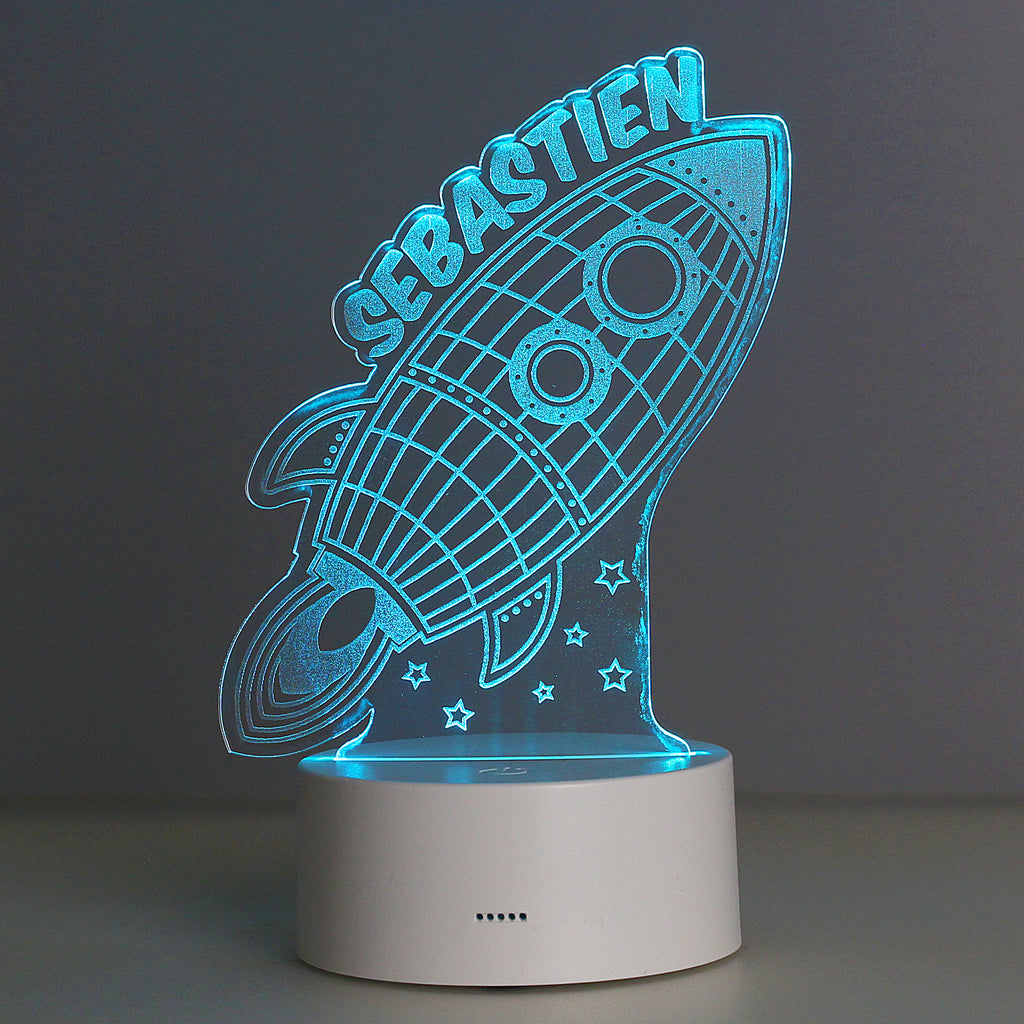 Personalised Space Rocket LED Colour Changing Wireframe Night Light - Buy LED Lights, Candles & Decorations at GiftMasters.co.uk
