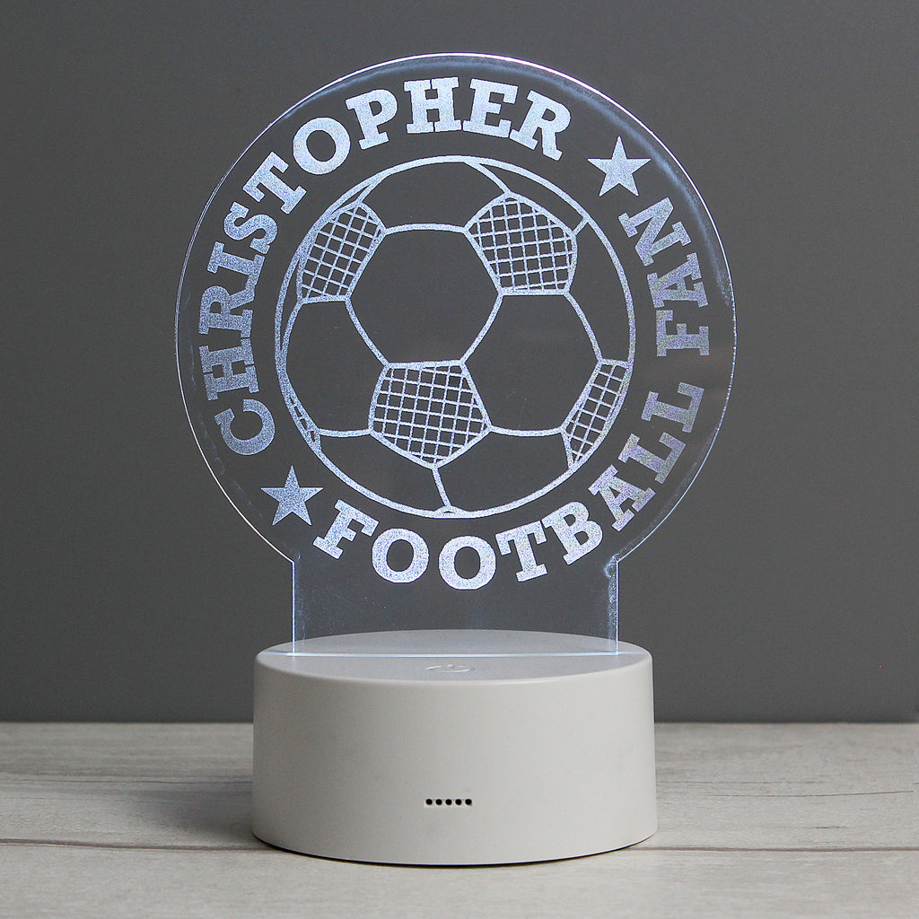 Personalised Football LED Colour Changing Desk Night Light - Buy Candles & Reed Diffusers at GiftMasters.co.uk