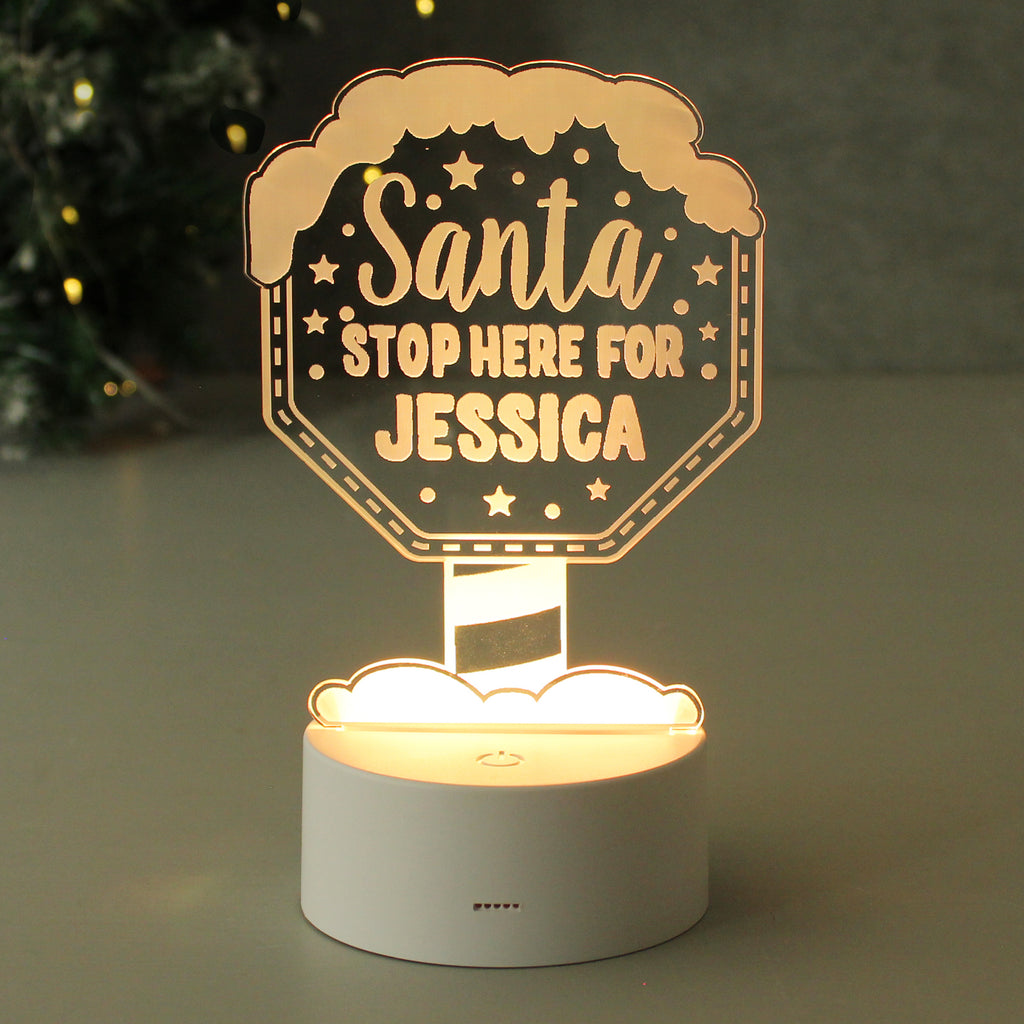 Personalised Santa Stop Here LED Colour Changing Night Light - Buy LED Lights, Candles & Decorations at GiftMasters.co.uk