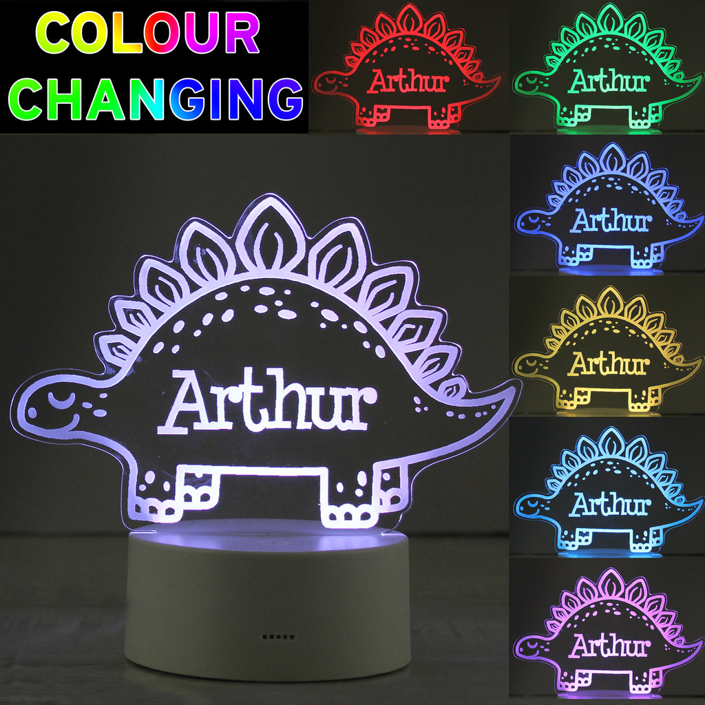 Personalised Dinosaur LED Colour Changing Night Light - Buy LED Lights, Candles & Decorations at GiftMasters.co.uk