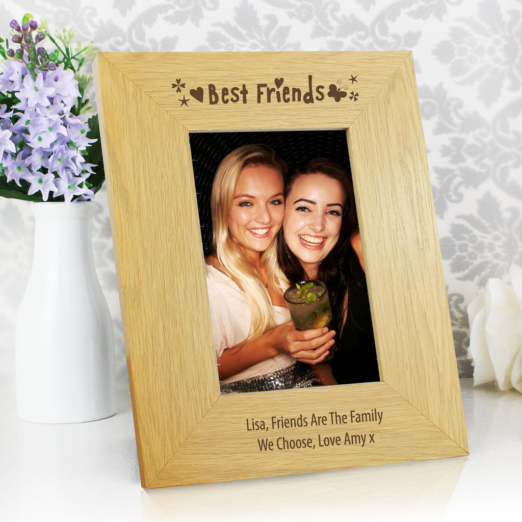 Personalised Oak Finish 6x4 Best Friends Photo Frame - Buy Photo Frames, Albums and Guestbooks at GiftMasters.co.uk