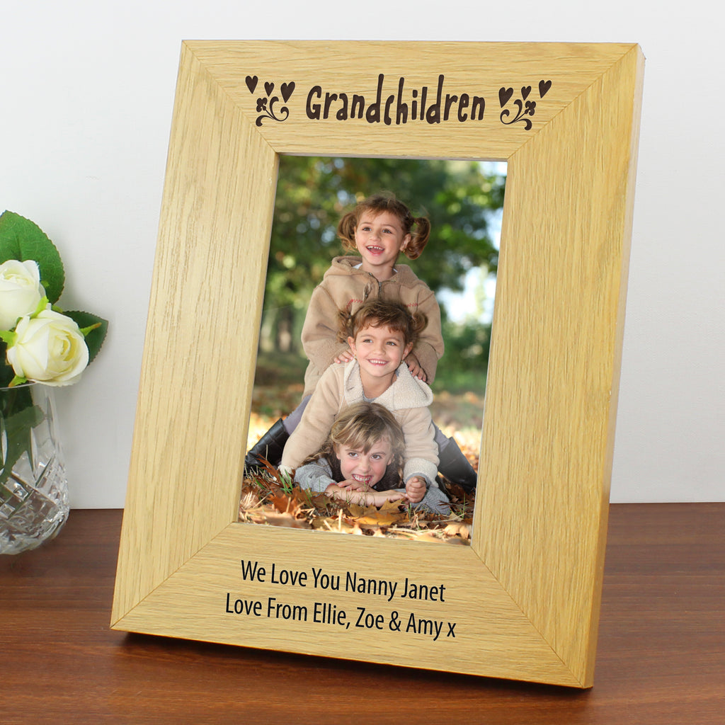 Personalised Oak Finish 6x4 Grandchildren Photo Frame - Buy Photo Frames, Albums and Guestbooks at GiftMasters.co.uk