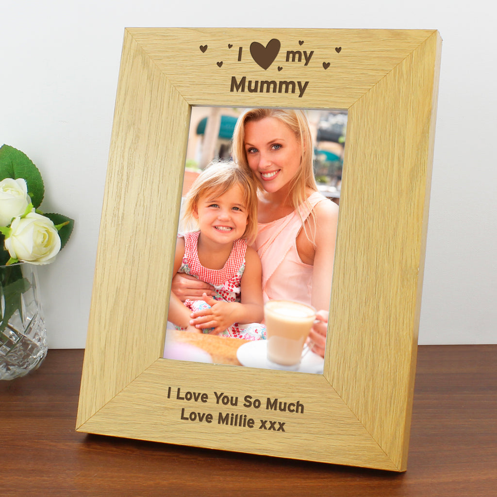 Personalised Oak Finish 6x4 I Heart My Photo Frame - Buy Photo Frames, Albums and Guestbooks at GiftMasters.co.uk