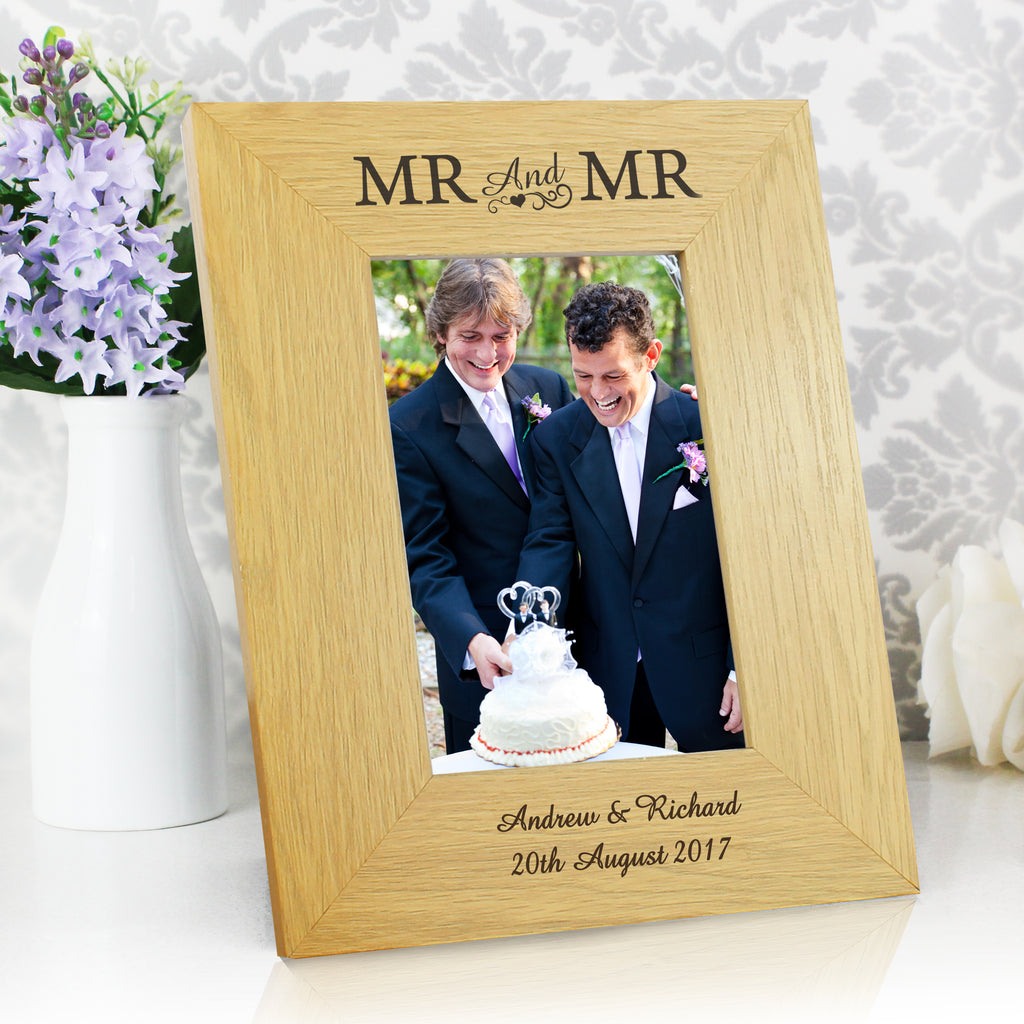 Personalised Oak Finish 6x4 Mr & Mr Photo Frame - Buy Photo Frames, Albums and Guestbooks at GiftMasters.co.uk